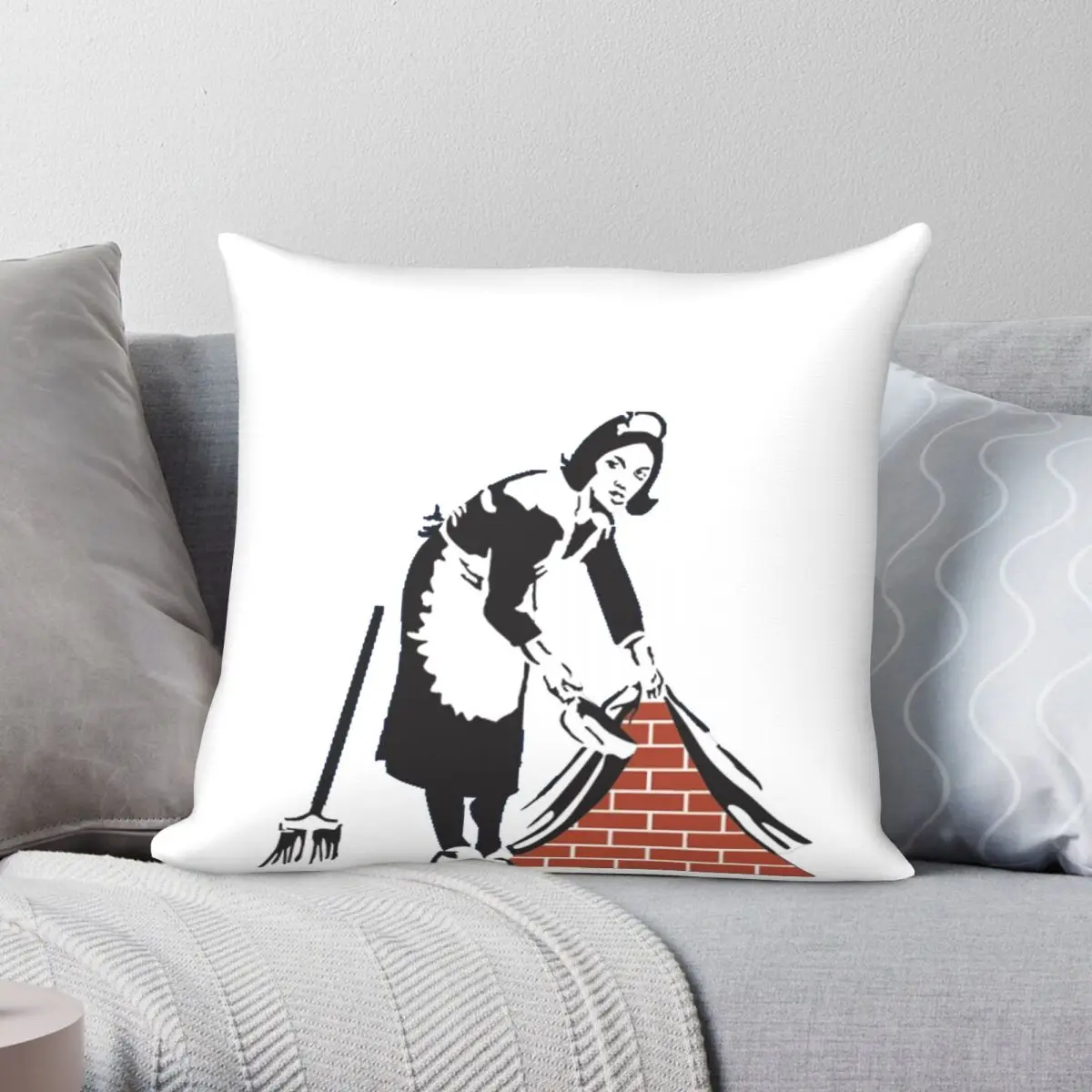 Banksy Sweep It Under The Rug Pillowcase Polyester Linen Velvet Creative Zip Decor Throw Pillow Case Home Cushion Cover