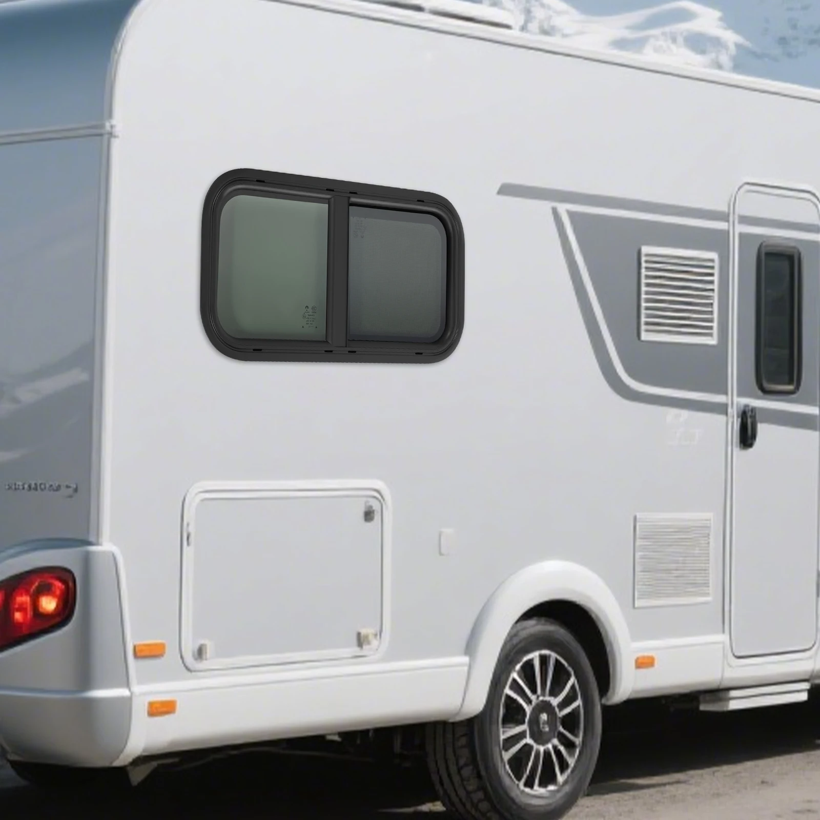 Fenêtre coulissante RV 600x300mm en aluminium avec verre trempé anti-impact et résistant aux intempéries, écran de confidentialité et moustiquaire pour la modification de caravanes/remorques/pick-ups