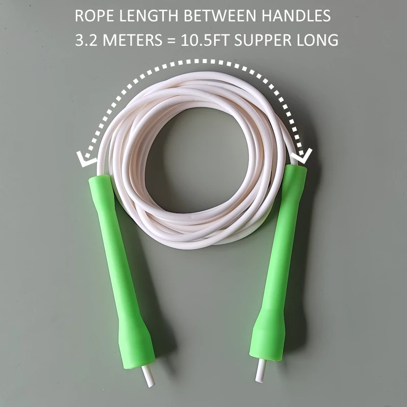 10.5ft 3.2 meters rope length between handles cc 5.3mm pvc cord with core thread 105 GRAM jump skip rope fitness 80A hardness