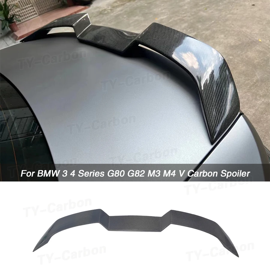 For BMW 3 4 Series G20 G28 G22 G23 M3 G80 G82 M4 2020+ V Style Real Carbon Fiber Rear Spoiler Bumper Trunk Wing Boot Spoiler