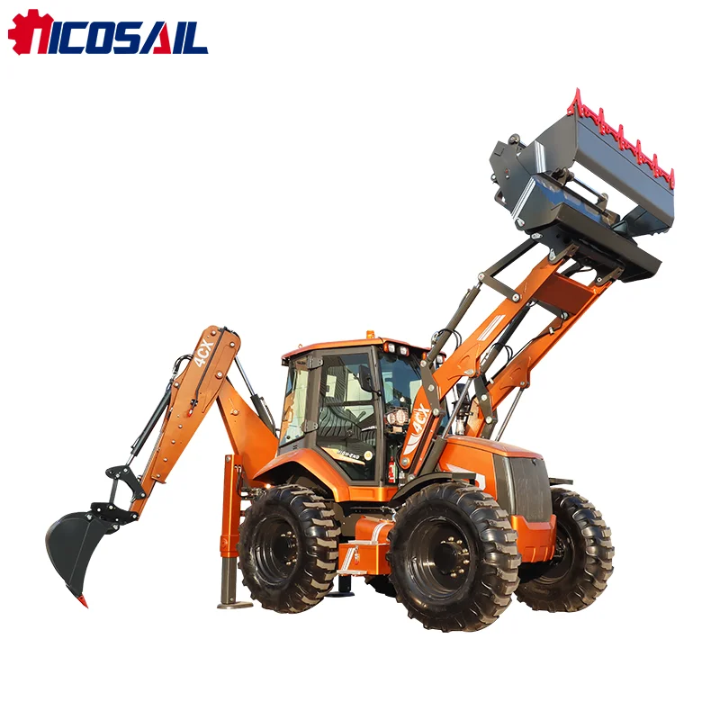 4CX Backhoe Loader Yuchai 4108 Turbocharged Engine 75kw CE Certified 9200kg 4WD Two End Working Loader Excavator