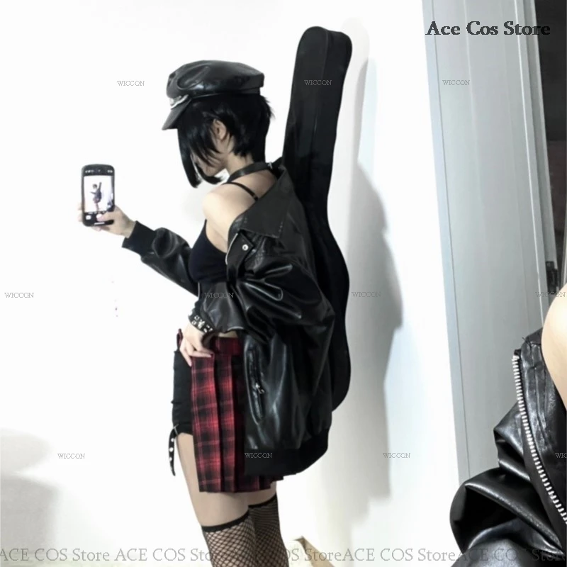 Anime Manga Nana Osaki Fantasia Cosplay para Mulheres, Peruca Gótica, Uniforme Punk, Roupa de Festa Halloween, Meias, Gargantilha