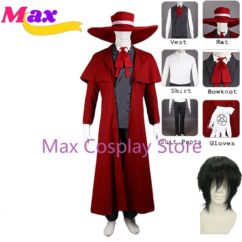 Max Cosplay HELLSING Alucard cosplay Costumes Cool Man Suit&High Cotton Content Long Coat Best Outfits Cos full set