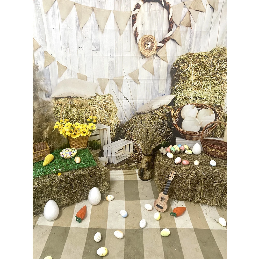 Laeacco الربيع عيد الفصح التصوير خلفية العشب الأخضر الزهور بيض عيد الفصح الطفل صورة الخشب مجلس جدار صور خلفية الدعامة