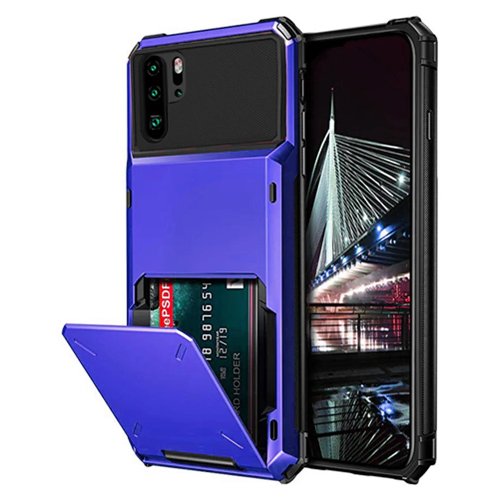 Business Case For Huawei P20 P20pro P30lite P30 Pro Lite Card Slot Sliding Door Pocket Case For Huawei P30 Lite P Smart 2019