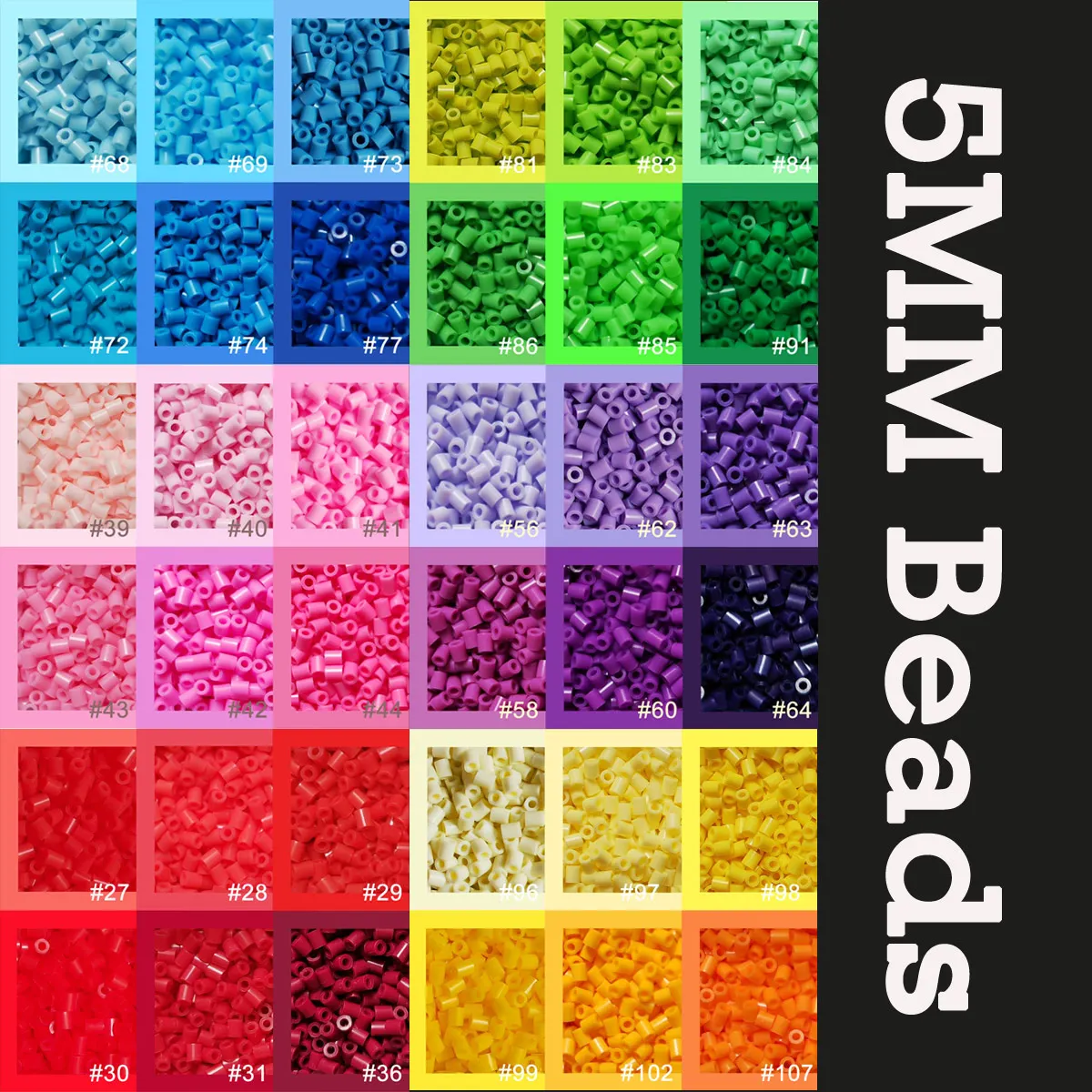 350PCs/color 5mm Iron Beads Pixel Art Kit 6color Black White for Kid Hama Perler Bead Diy Puzzles Gift children Toys