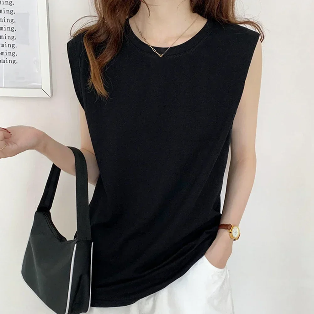 Fashion For Outer Wear For Women Korean Korean Top Large Size Light Khaki Loose Fashion Summer Vest Student Top