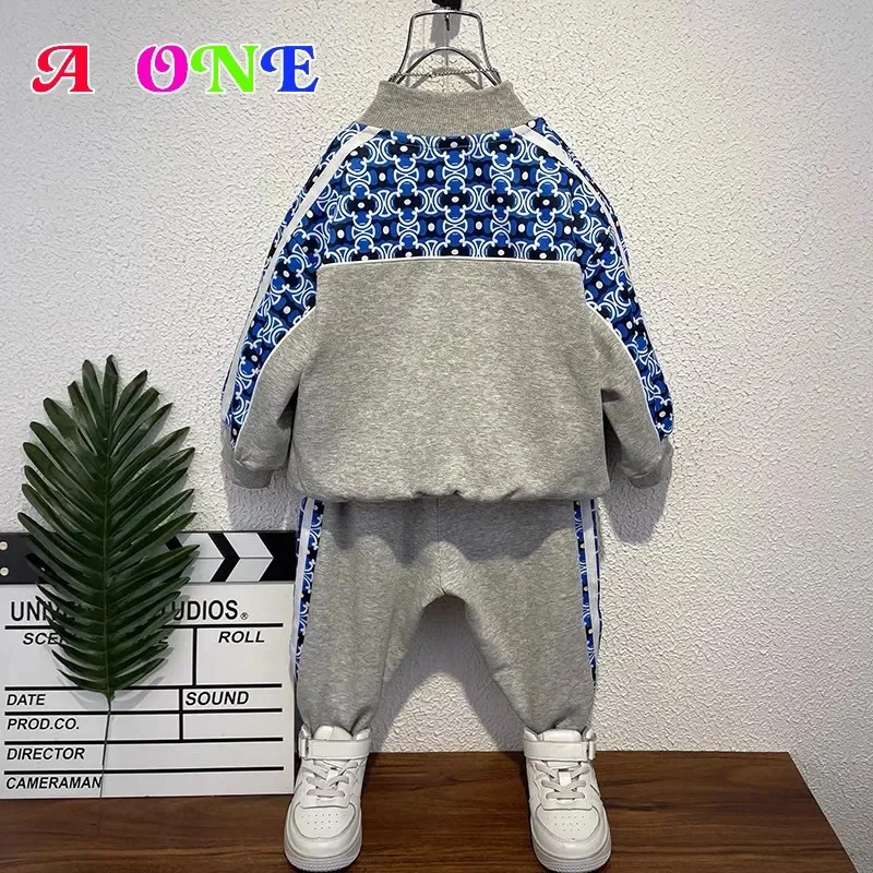 Spring Autumn Boutique Kids Clothing Clothes Boys Coat + Pants 2 Pcs Set Casual Outfits 2T To 10Yrs