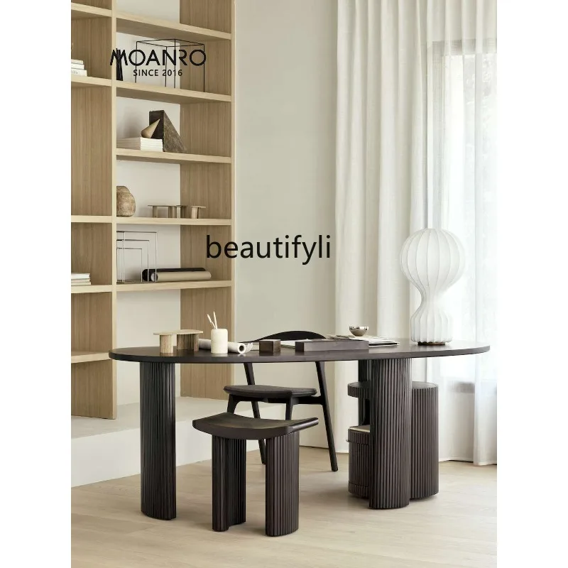 

Locker French medieval sofa solid wood side cabinet black round coffee table creative bedside table