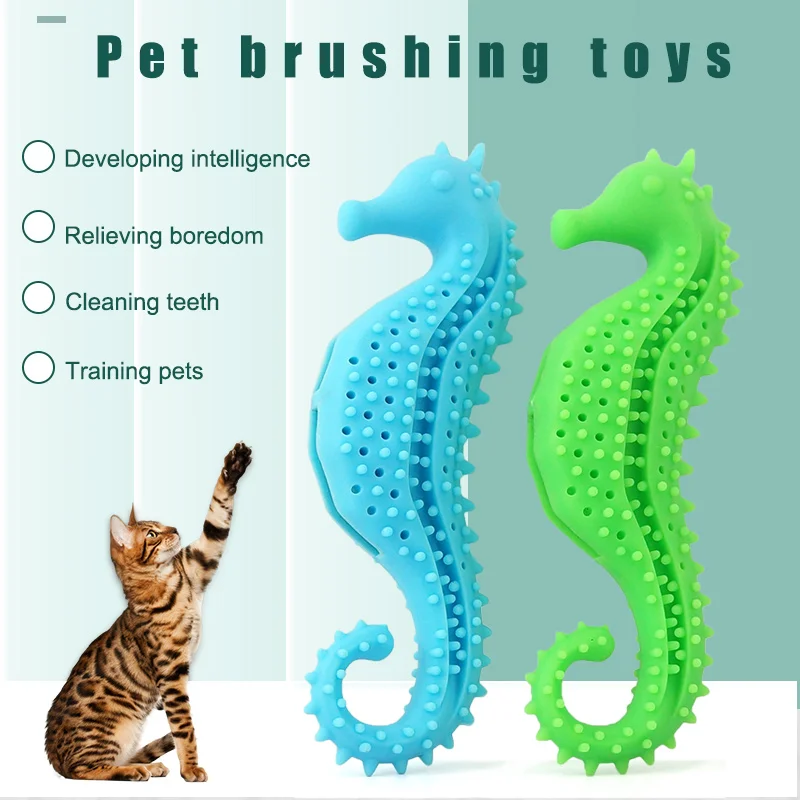 

1pcs silicone cat mint chew Toy pet chew toothbrush toy cat missing food ball custom cleaning brushing stick chew small bell toy