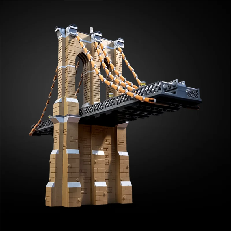 MOC The Brooklyn Bridge Model Building Blocks Famous American Architecture Suspension Bridge Assembled Bricks Toys Gift