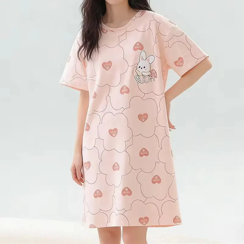 Cute Women's Nightgowns Fashion Night Wear Summer Nightdress Cartoon Femme Sleepwear Plus Size Pijamas Pyjama image 4