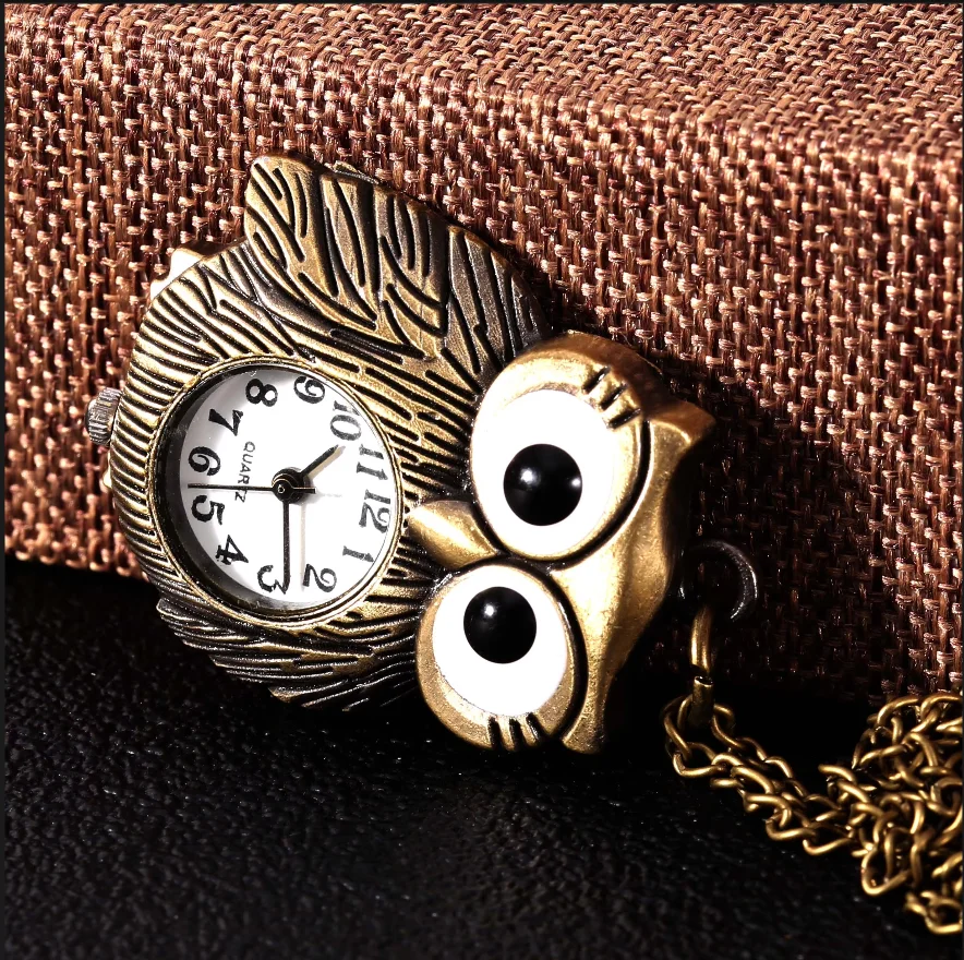 8908Fat owl exquisite fashion trend copper retro hollow small pocket watch