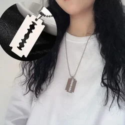 Fashion Razor Blade Necklace Simple Stainless Steel Pendant Hip Hop Knife Shaver Shape Sweater Chain Necklace Gift For Women Men