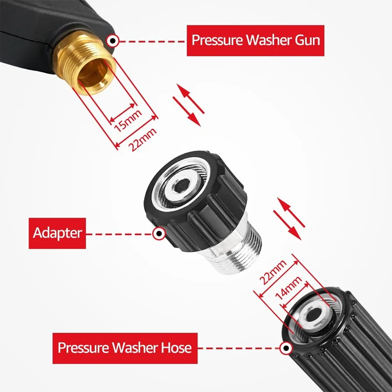 Pressure Washer Adapter Connect M22-15mm Outlet Pressure Washer and Gun with M22-14mm Pressure Washer Hose（M22-15mm to M22-14mm） image 4