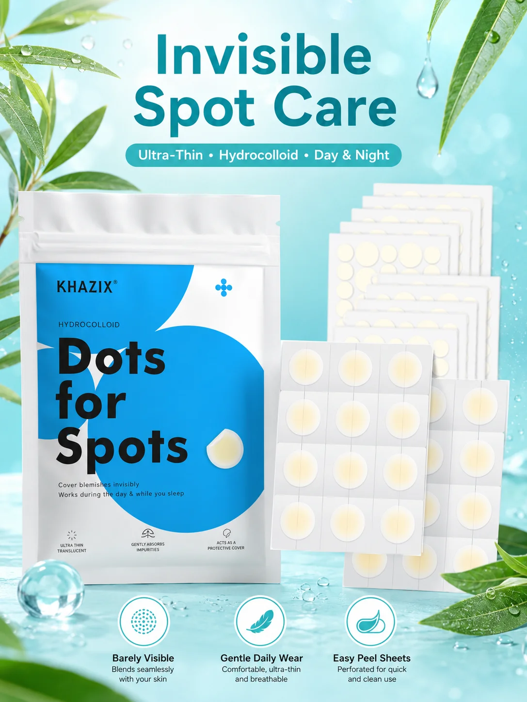 384pcs Hydrocolloid Blemish Patches Invisible Acne Spot Cover Pimple Patch for Face Skin Care Mixed Sizes