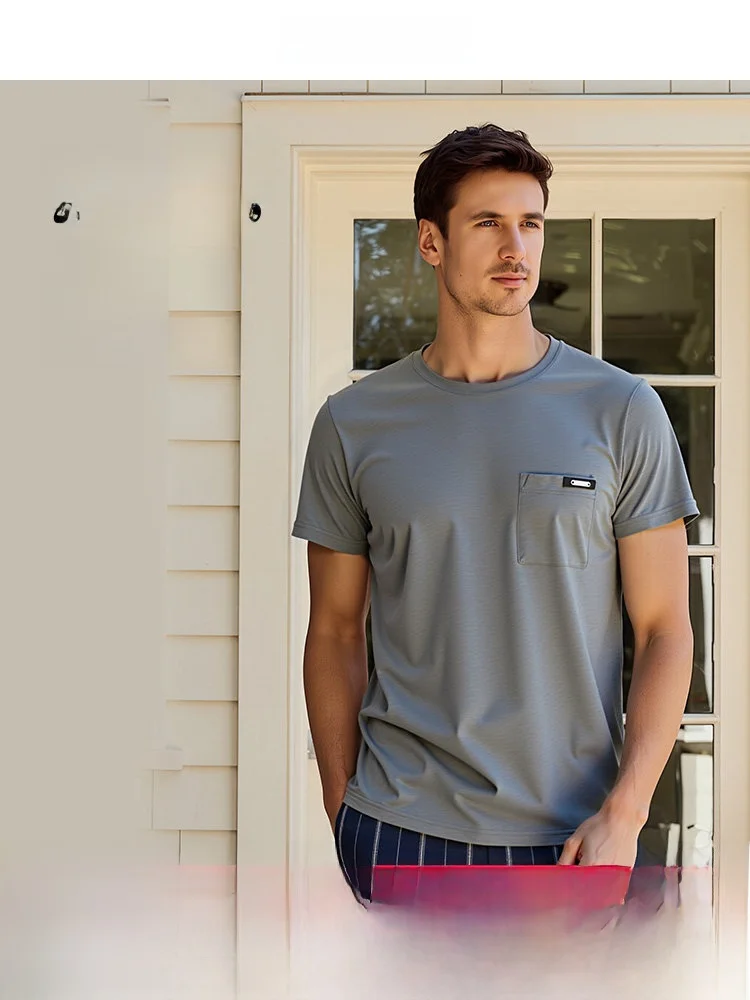 mybody-nouveaute-ete-ensemble-de-vetements-de-nuit-pour-homme-manches-courtes-coton-col-rond-basique-confortable-et-respirant