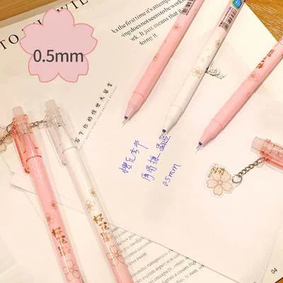 2Pcs AIHAO GP2382 Cherry Blossoms Kawaii Erasable ปากกาหมึกเจลโรงเรียนอุปกรณ์สำนักงานเครื่องเขียนของขวัญ0.5มม.สีดำสีน้ำเงินหมึก