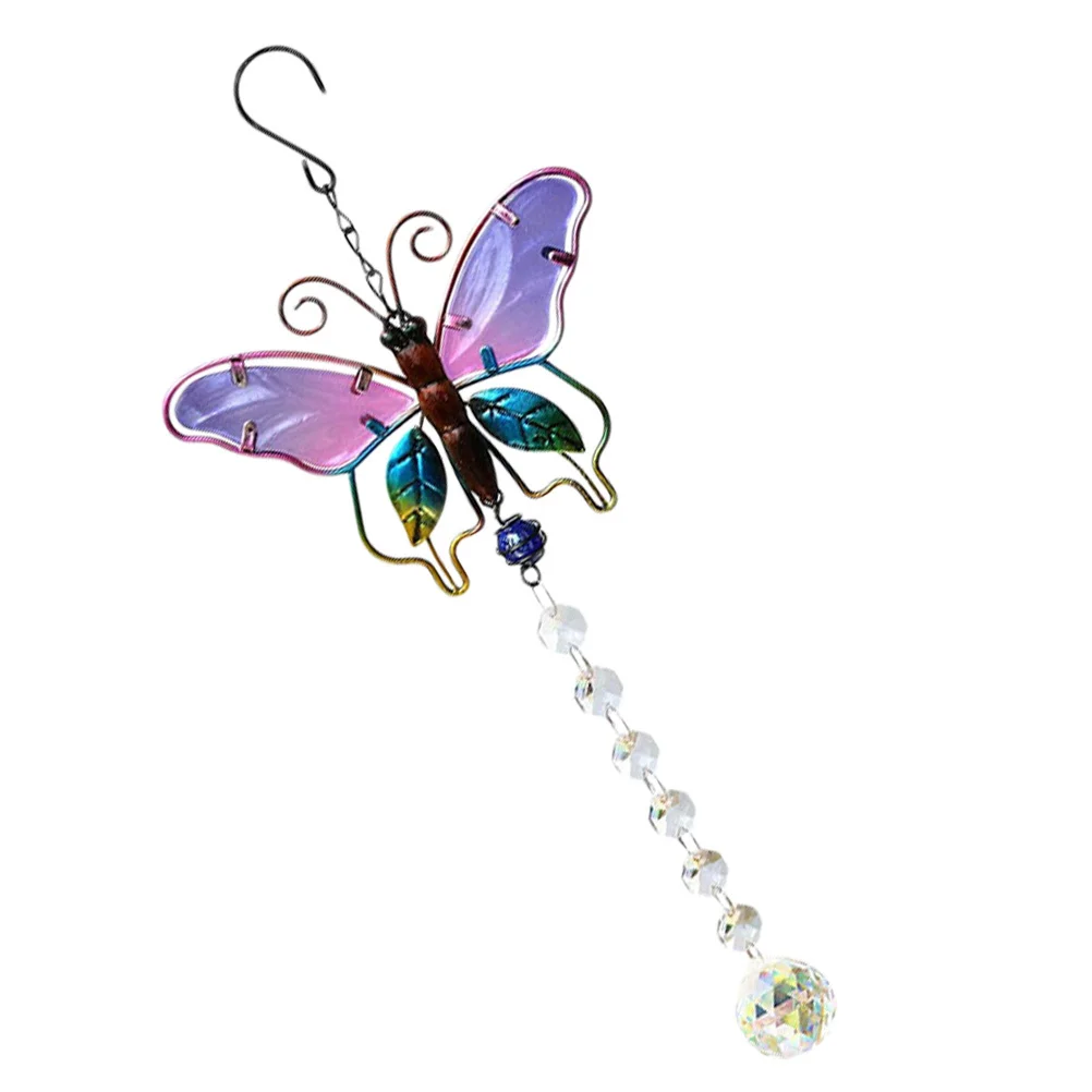 

Crystal Hanging Rainbow Butterfly Fan Light Decor Iron Chain Reflective Rainbow Maker Garden Window Ornament Christmas Gift