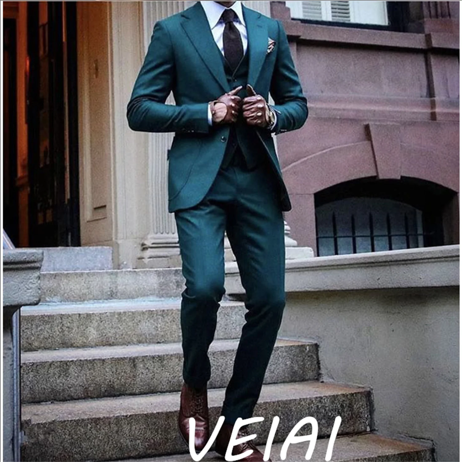 

Customized(Jackets + Pants )New High-end Brand Groom Wedding Dress Formal Suit 2 Piece Mens Solid Color Slim Business Casual Sui
