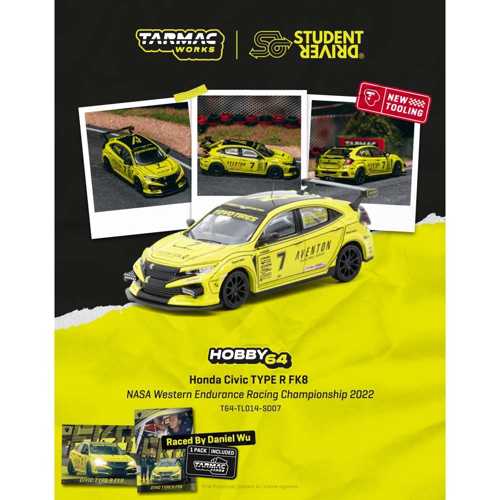 

Предпродажа, литая под давлением модель автомобиля TW 1/64, Honda Civic TYPE R FK8 NASA, высокопроизводительный ограниченный выпуск, подарок для мальчиков и взрослых