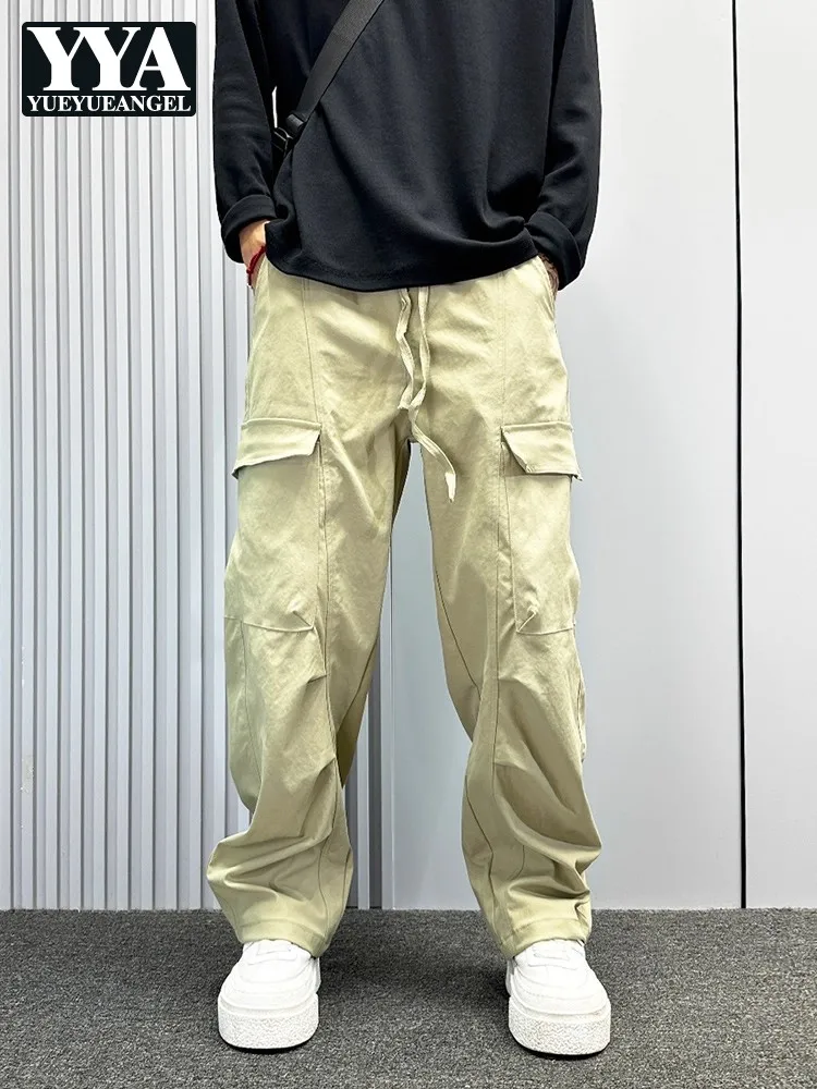 

Американские ретро молодежные мужские брюки-карго осенние свободные повседневные брюки на шнурке с карманами средней талии полная длина брюки Лидер продаж