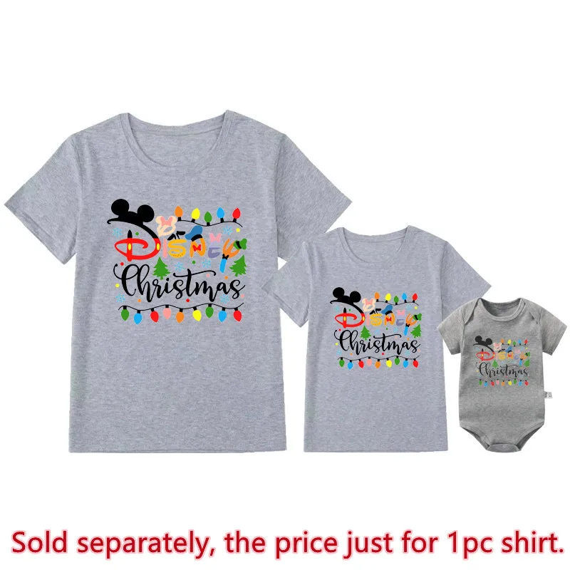 Nieuwe Disney Kerst T-Shirts Katoen Bijpassende Vader Moeder Kids T-Shirt Baby Romper Grappig Disney Xmas Party Shirt Familie Look Outfits