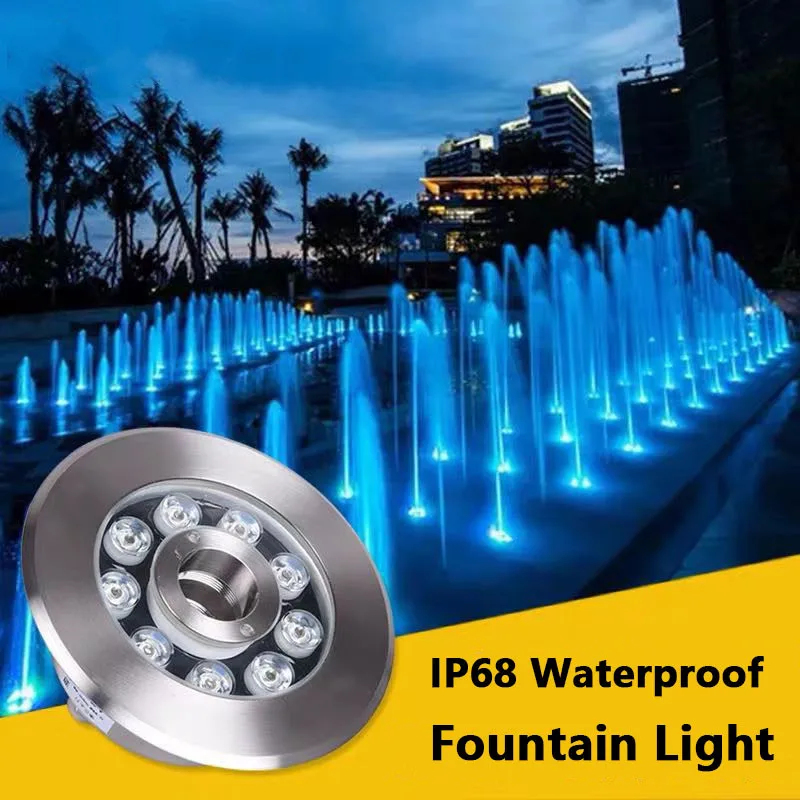 Stainless Steel LED Fountain Lights IP68 Underwater Lamps Waterproof RGB Lighting 12V 24V Landscape Lamp LED Outdoor Pond Lights