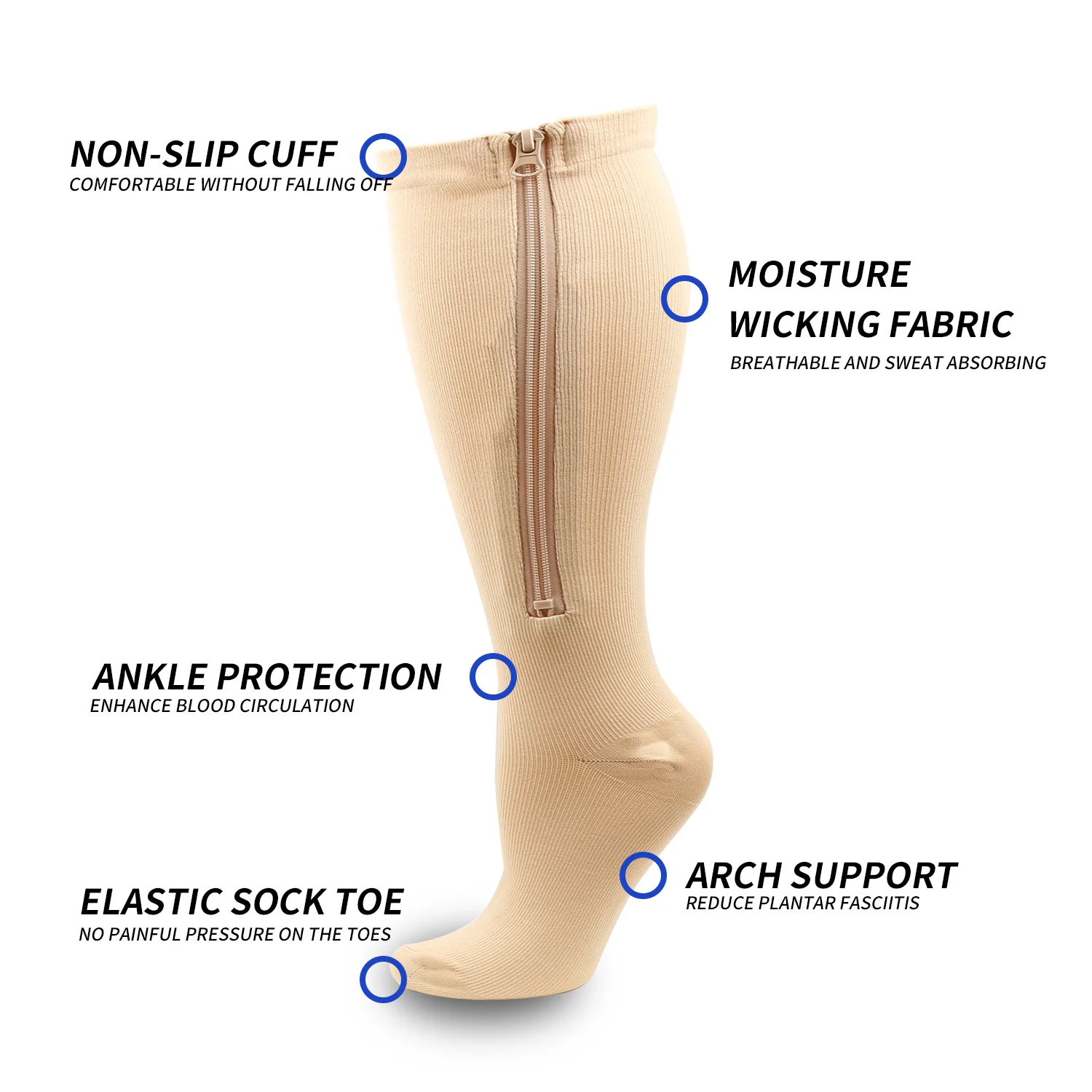 Adding Fat, Increasing Compression Socks, Fat Socks, Sports Pressure Socks, Zipper Socks, Fitness, Cycling, Obesity