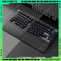Feker Alice75 Mechanical Keyboards Bluetooth Wireless  Ergonomics Keyboards Hot Swap Aluminum Customized Gaming Pc Accessories
