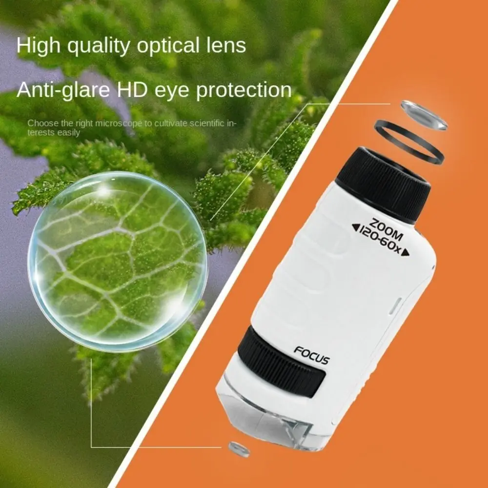 Outil d'observation, microscope pour expériences scientifiques, microscope portatif, microscope pour enfants, loupe 60-120x