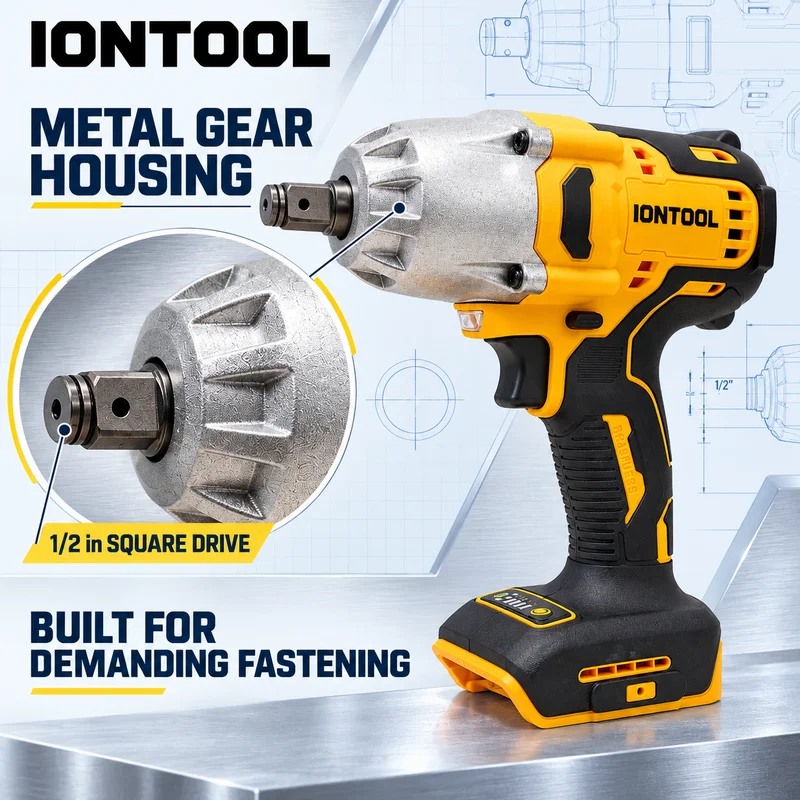 IONTOOL Handheld Cordless Impact Wrench 3200bpm For Heavy Truck Tire Change and Trailer Hitch Fixing and Wheel Nut Removal