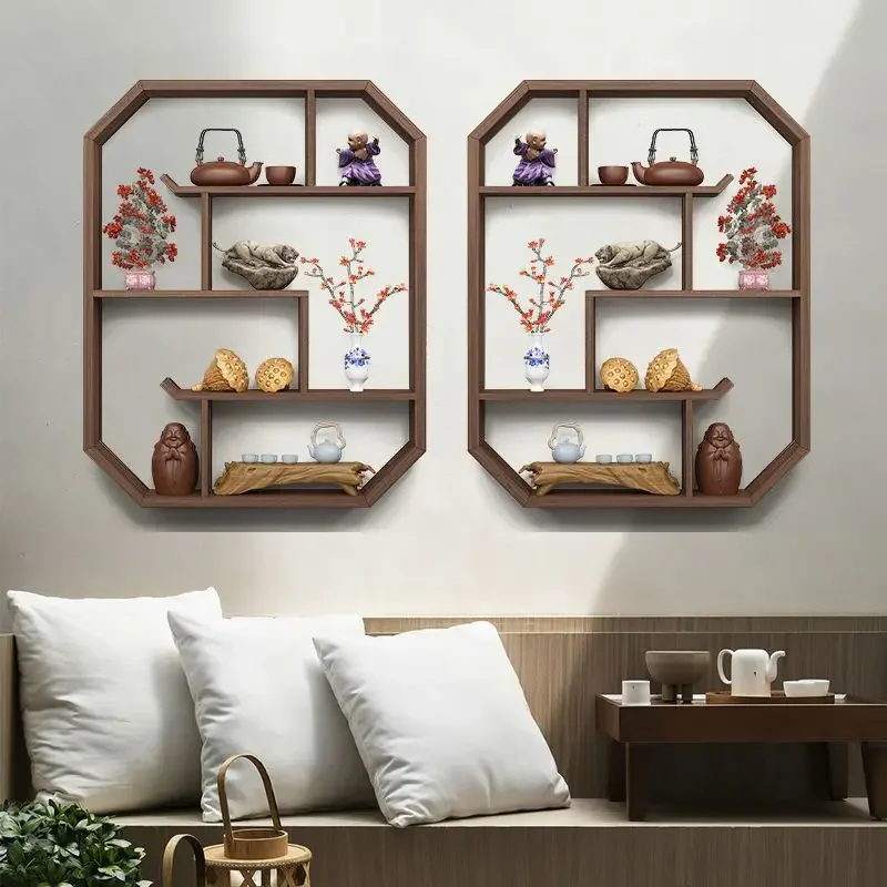 Wall Hanging Antique Wall Hanging Solid Wood New Simple Modern Living Room Multi-treasure Pavilion Display Cabinet