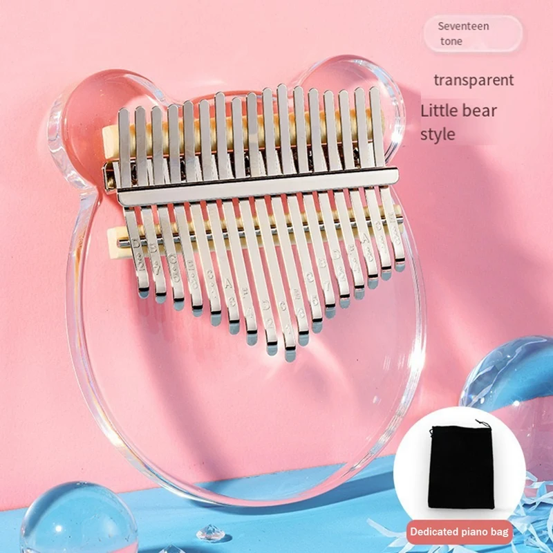 Kalimba 17 Keys Thumb Piano, Clear Transparent Acrylic Finger Piano Instrument Durable Easy Install Easy To Use