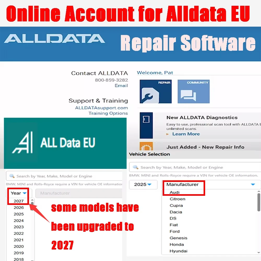2026 8IN1All-data US/EU Online Account for whole data Software for Car Data Repair Data Hay-nes PRO Compatible with Mobil/PC