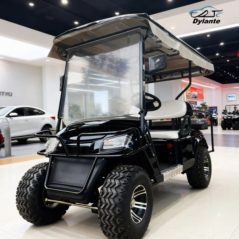 CE معيار جودة عالية السعر نادي عربة جولف الراقية شاشة تعمل باللمس 2-مقعد عربة جولف كهربائية مع أشرطة حقيبة الجولف وسلة