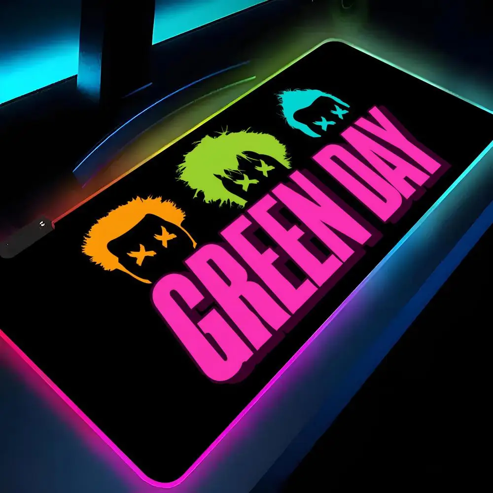 Green Day  Mouse Pad Gamer RGB Deskmat Keyboard Mat Gaming Laptops LED Mousepad Desk Protector Anime Mause Mats