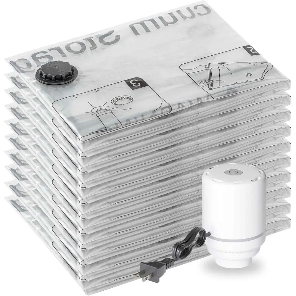 

10 больших вакуумных пакетов для хранения с электрическим насосом, дорожные пакеты для экономии места на одежду, компрессионные герметичные пакеты для одежды, P