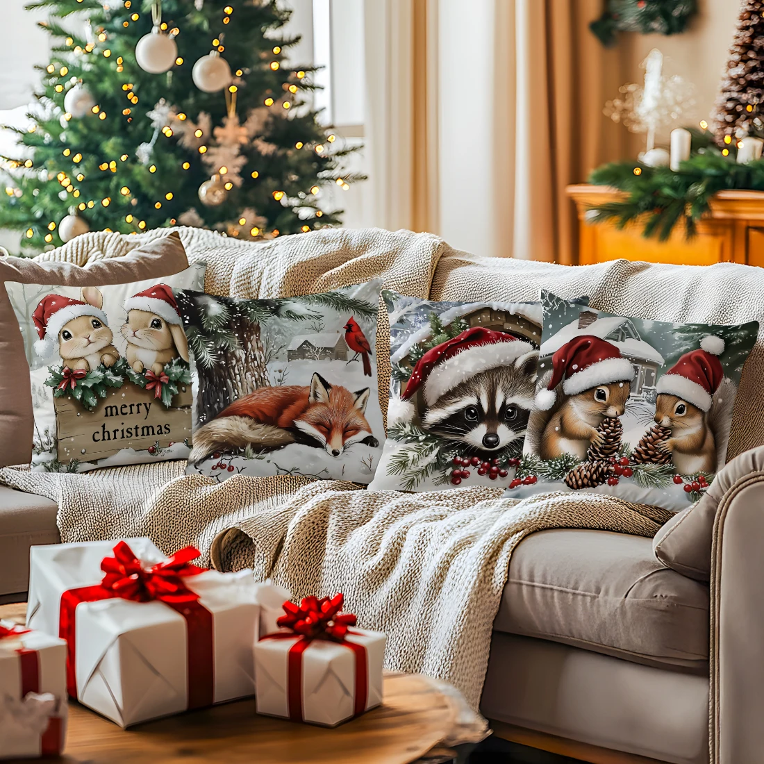 لطيف عيد الميلاد أرنب الوسائد الزخرفية المخدة غطاء وسادة بوليستر رمي وسادة أريكة الديكور غطاء وسادة #6