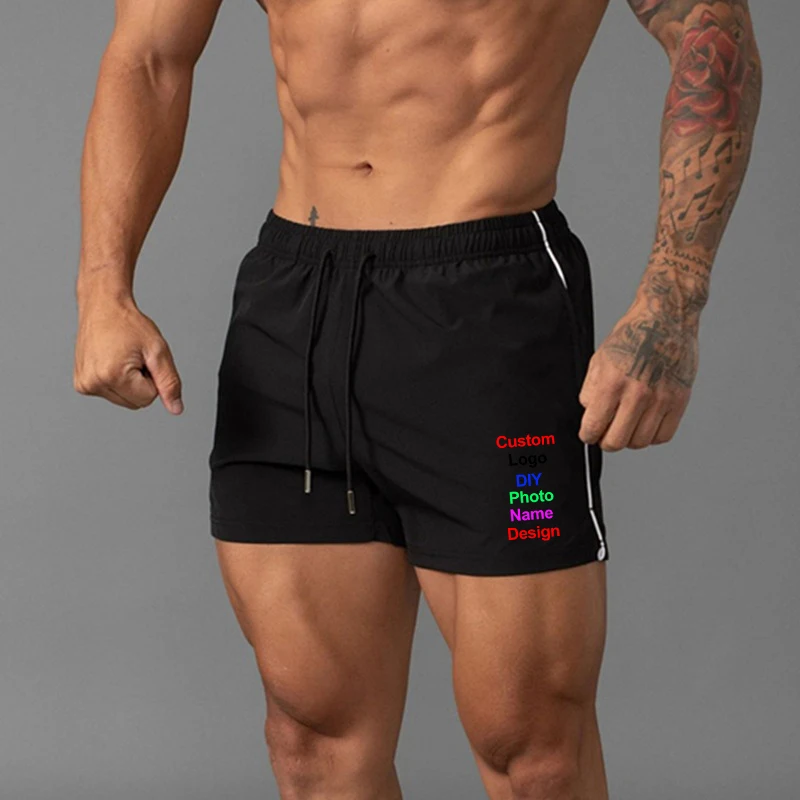 Customized DIY Brand Logo Summer Mens Boardshorts Breathable Casual Shorts Comfortable Quick-drying Fitness Bodybuilding Shorts