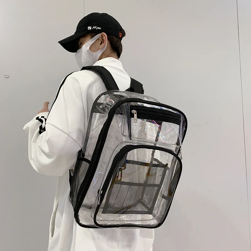 2025 NEW PVC Clear Backpack See Through Clear Bookbags Transparent backpacks school backpack for college students mochila mujer