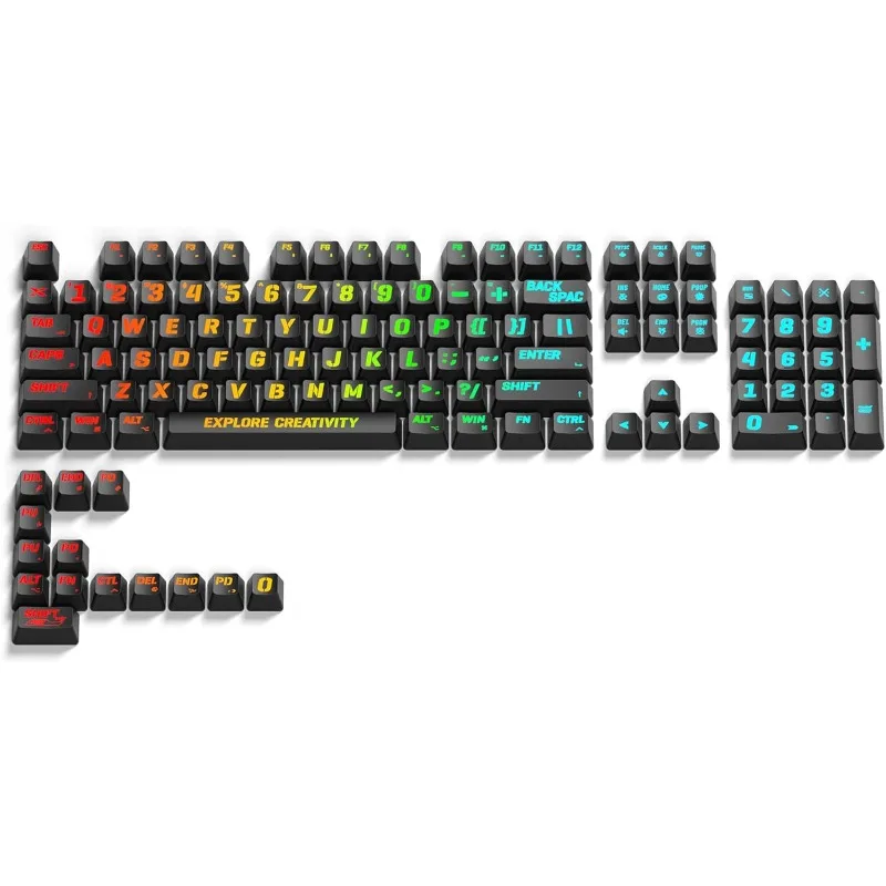 60 75 100 Percent - Shine Through Custom Keycaps w/IMD Tech  Large Font  Big Lettering Key Cap for Mechanical Keyboards Full