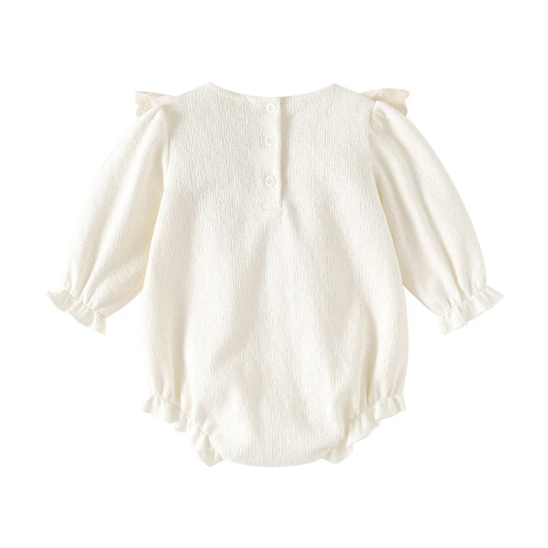 2025 New Autumn 0-24M Children Clothes Korean Style Climbing Suit Long Sleeved Cotton Lace Splicing Toddler Baby Girls Romper