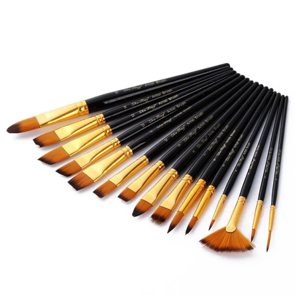 

Oil Painting Brush Set Lightweight Easy Wash No Shed Bristles for Acrylic Watercolor Gouache Face Painting Black