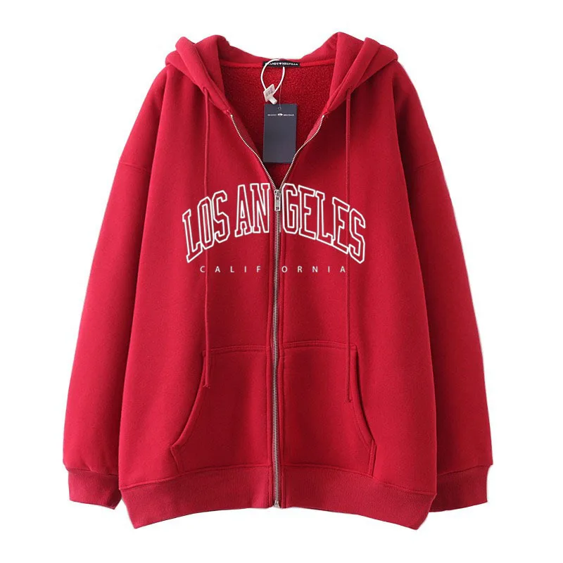 Loose and casual new product, fashionable zipper hooded sweatshirt for men and women, European and American, Los Angeles, Califo