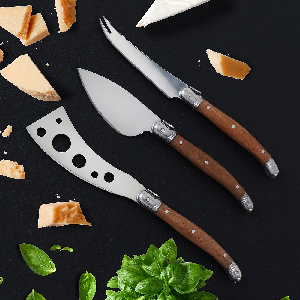 Stainless Steel Laguiole Cheese Knives Set Heart Knife 2CR14SS Cutting Spear Soft Semi-hard Cheese Tools Pizza Pronged Knife