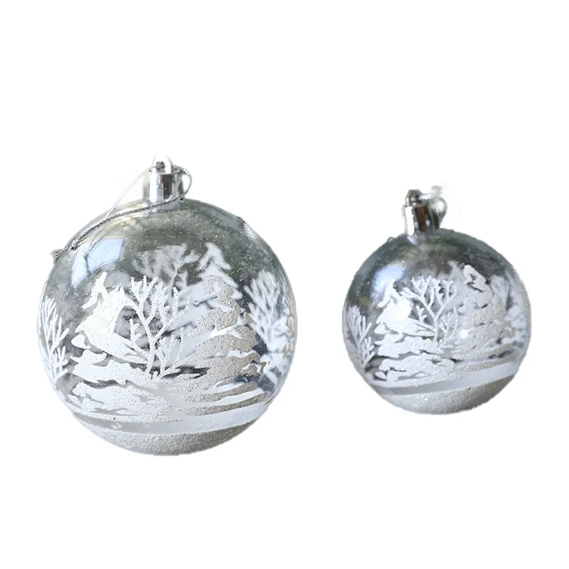 

6PCS Christmas Balls Ornaments Painted Transparent Painted Balls Shatterproof Festive Wedding Hanging Tree Decoration