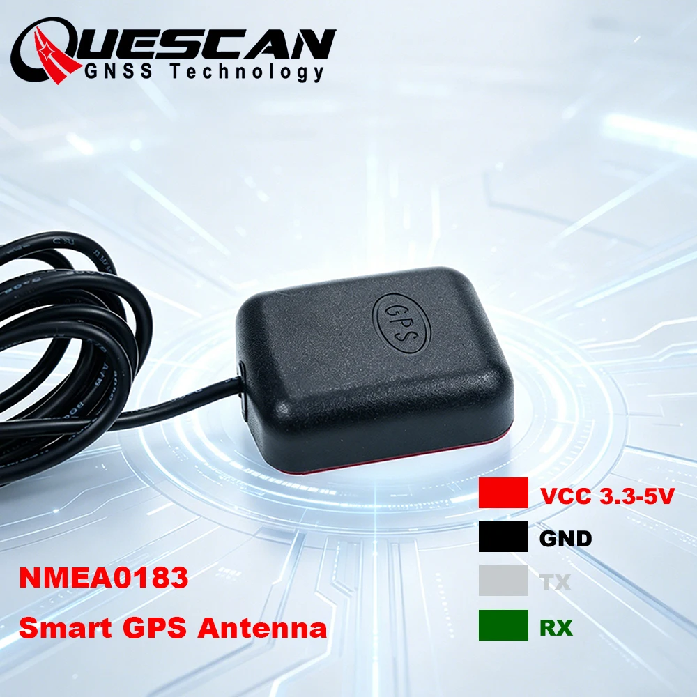 QUESCAN Serial TTL GPS Receiver Smart GPS Antenna for RPI STM32 ESP32 Arduino GPS Module DIY GPS NMEA 0183