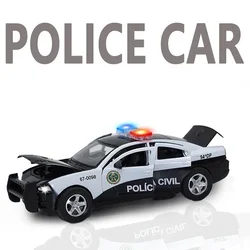 1:32 Alloy Dodge Charger Police Car Model Diecasts & Toy Vehicles Simulation Sound And Light Pull Back Collection Toys Gift