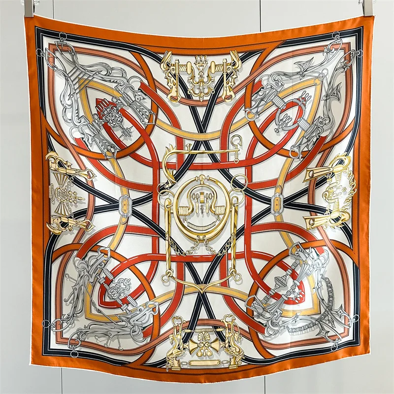 

Шелковый твиловый платок 90 см, роскошные квадратные банданы с подвернутыми краями, шали, аксессуары для сумок, украшение для волос, пояс, подарок для любимого человека